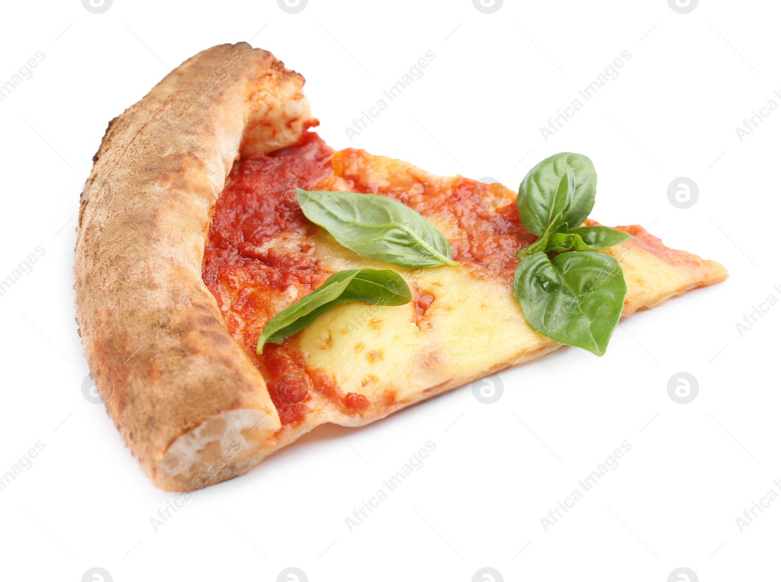 Photo of Slice of delicious pizza isolated on white