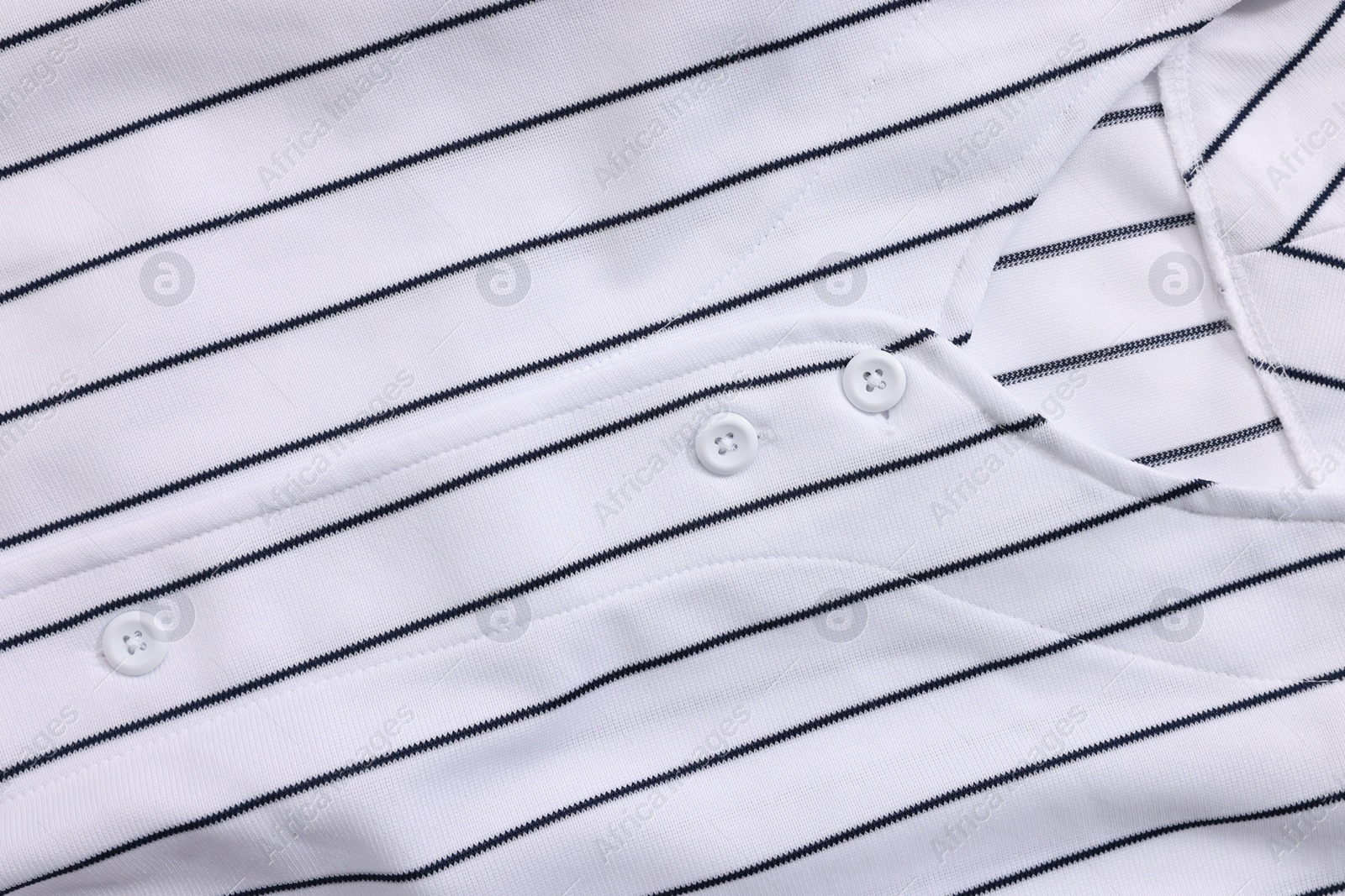 Photo of Striped baseball shirt as background, top view