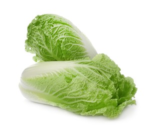 Fresh tasty Chinese cabbages on white background