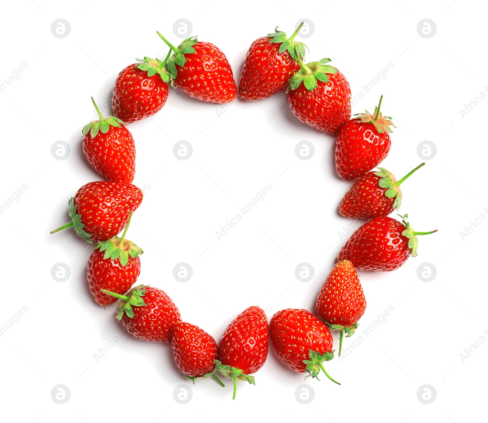 Photo of Flat lay composition with strawberries on light background