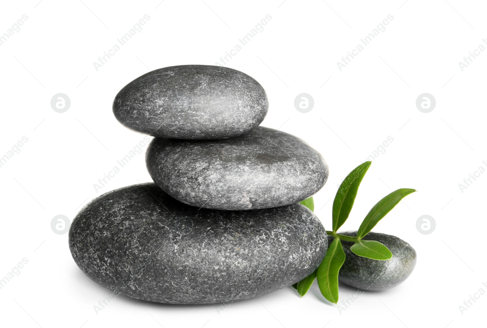 Photo of Composition with spa stones on white background