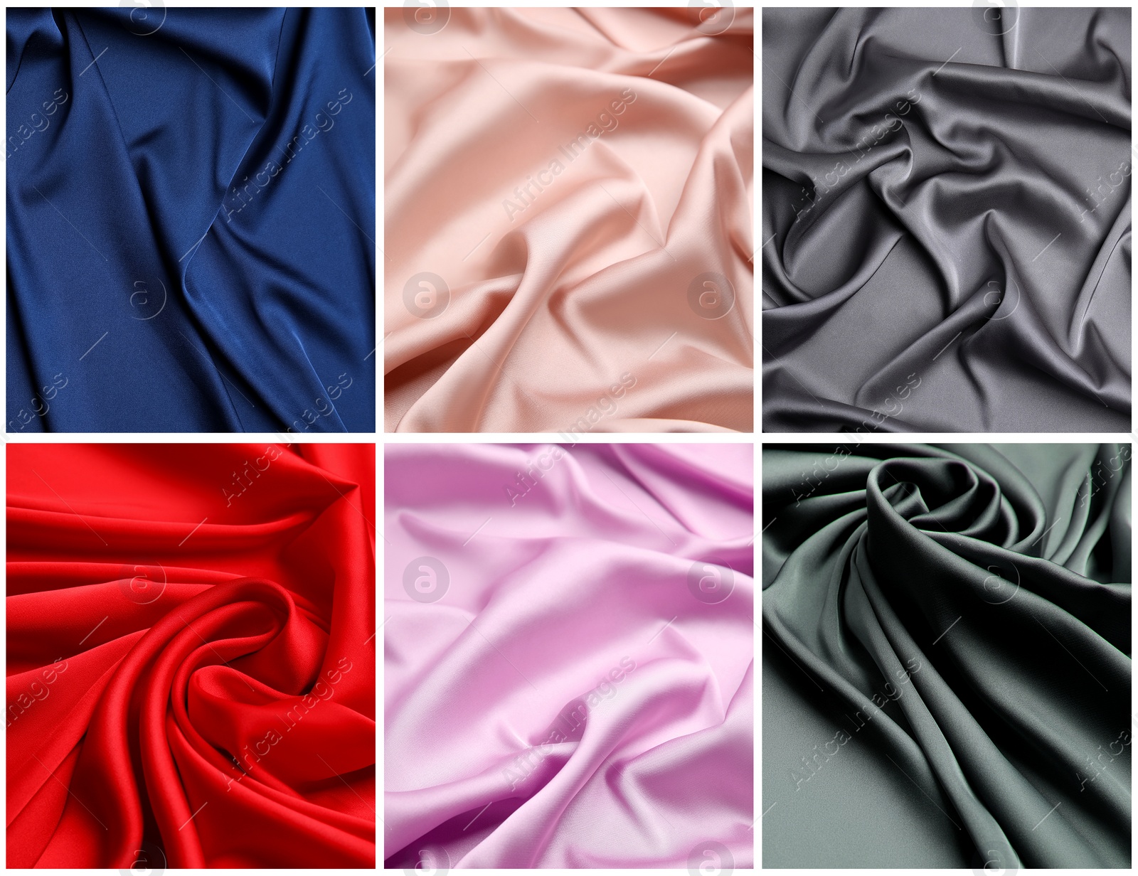 Image of Set with samples of different delicate silk fabrics 