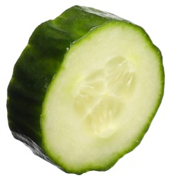 Photo of Slice of fresh cucumber isolated on white