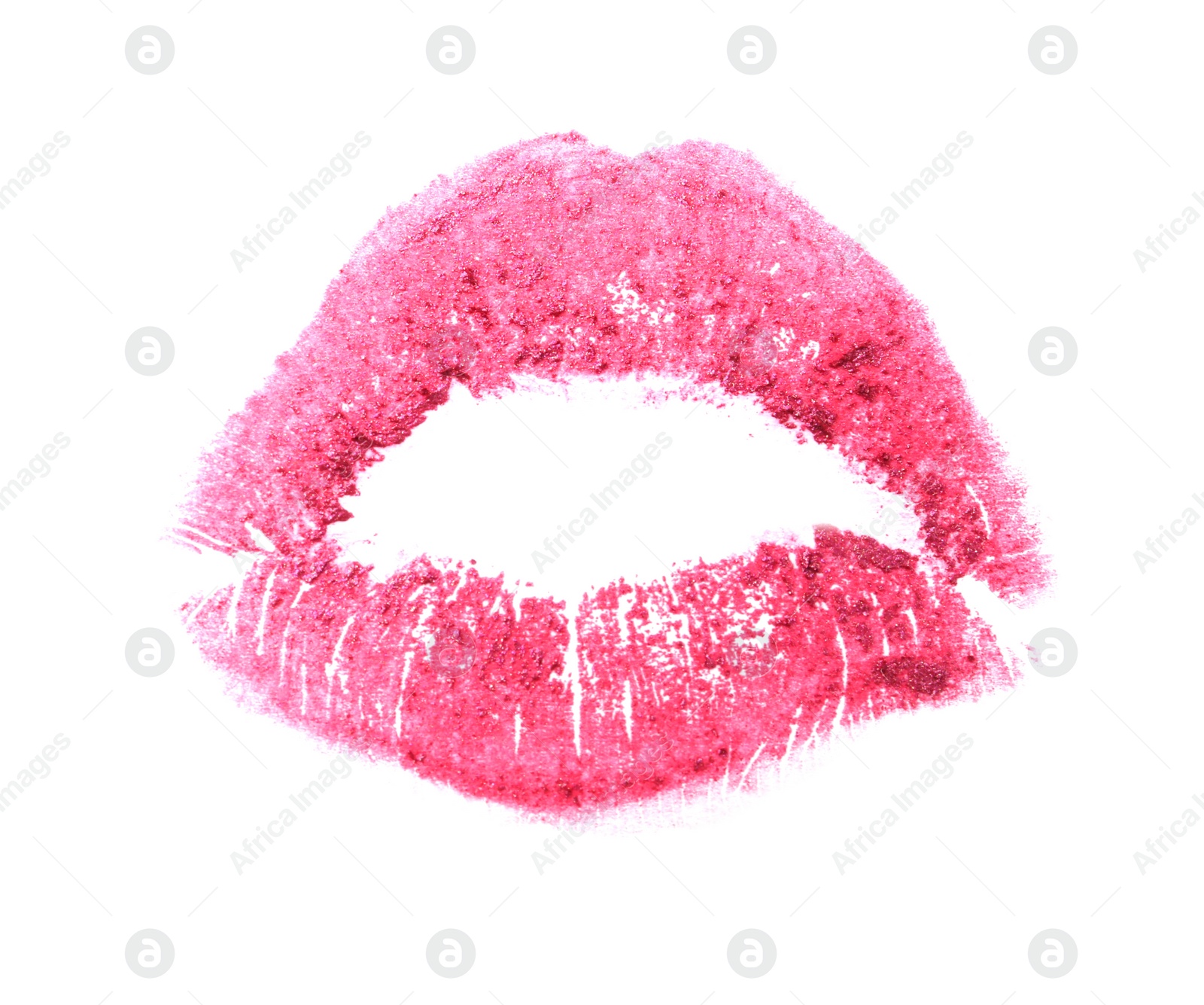 Photo of Pink lipstick kiss mark isolated on white