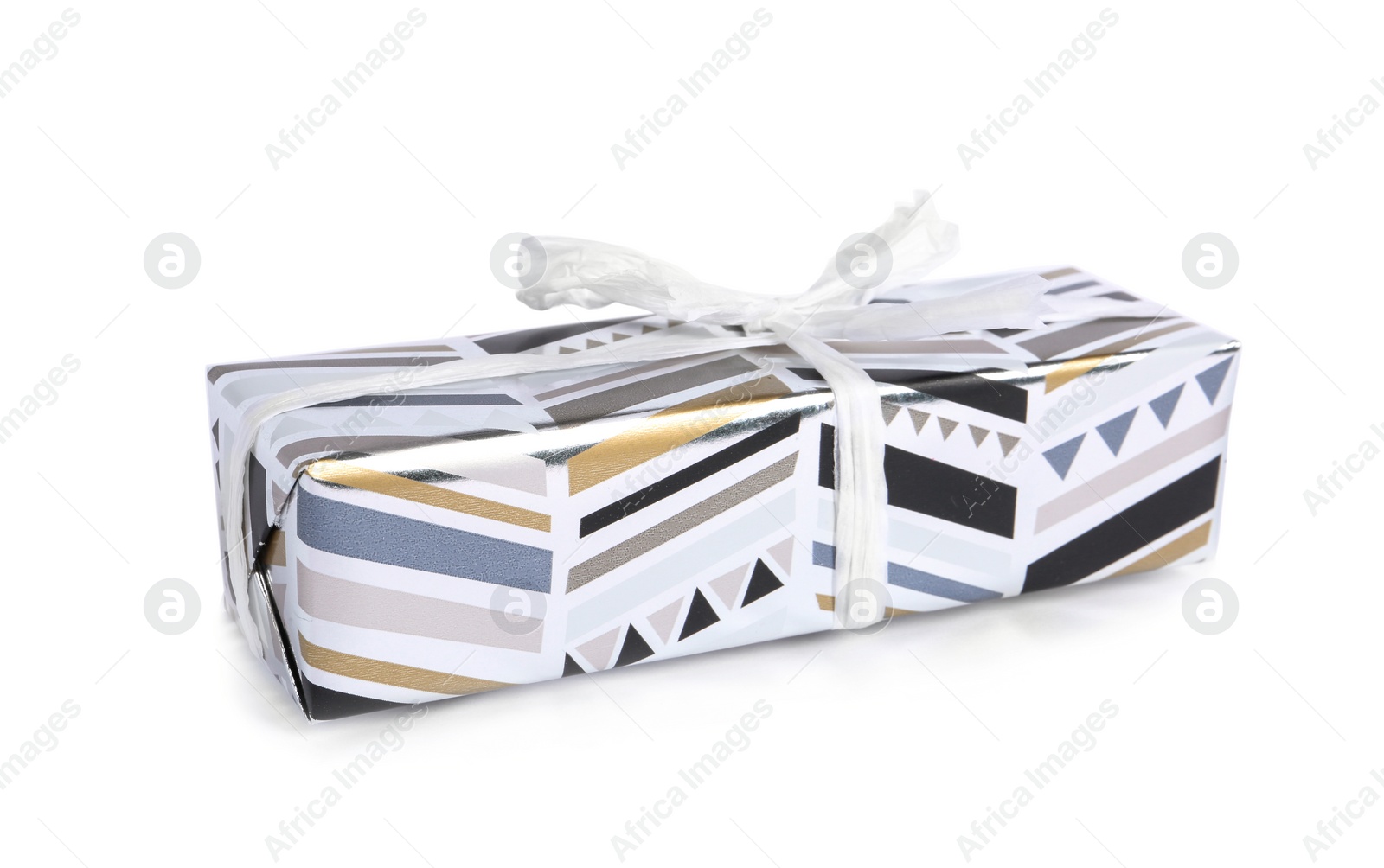 Photo of Beautiful gift box with ribbon on white background