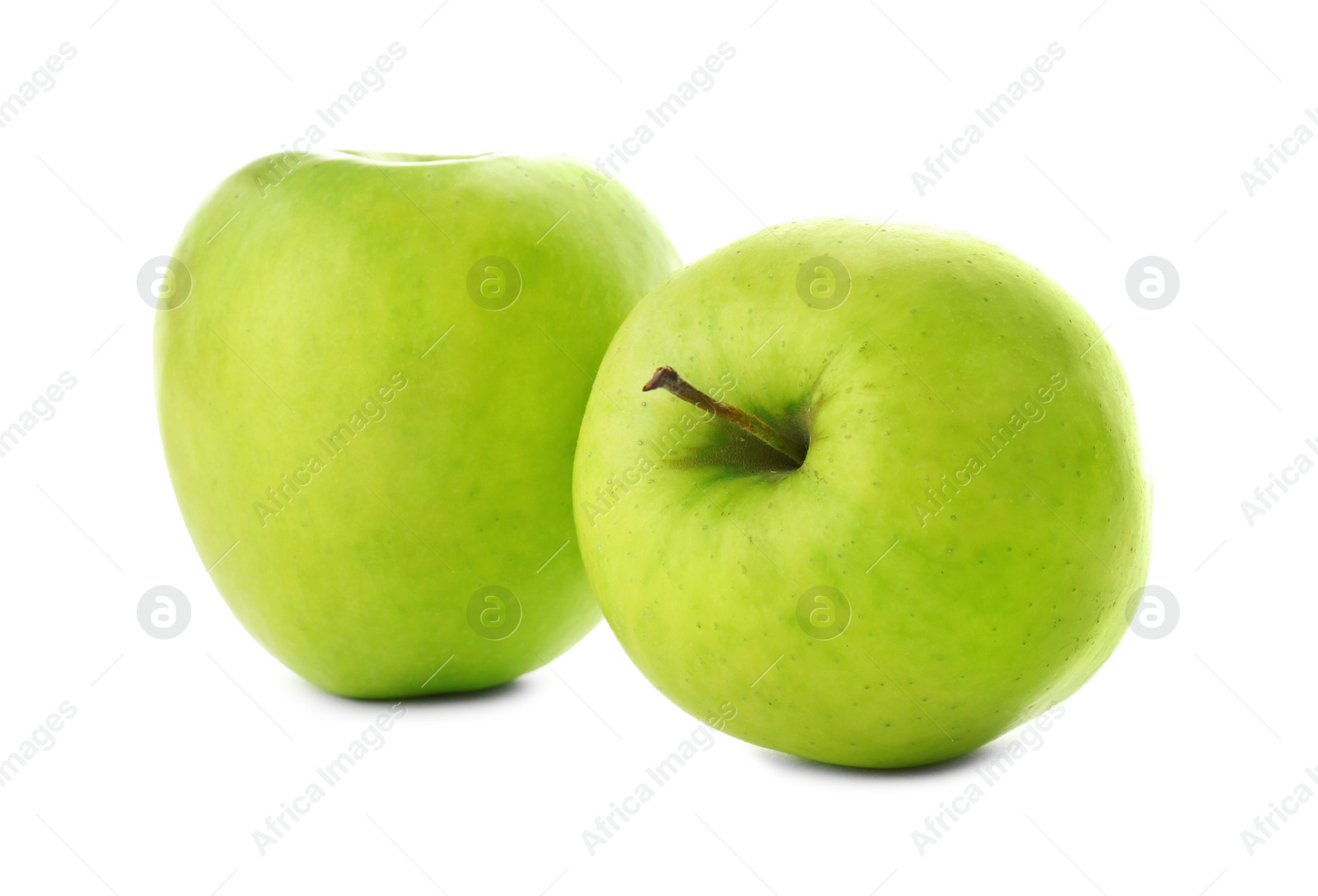 Photo of Fresh green apples on white background