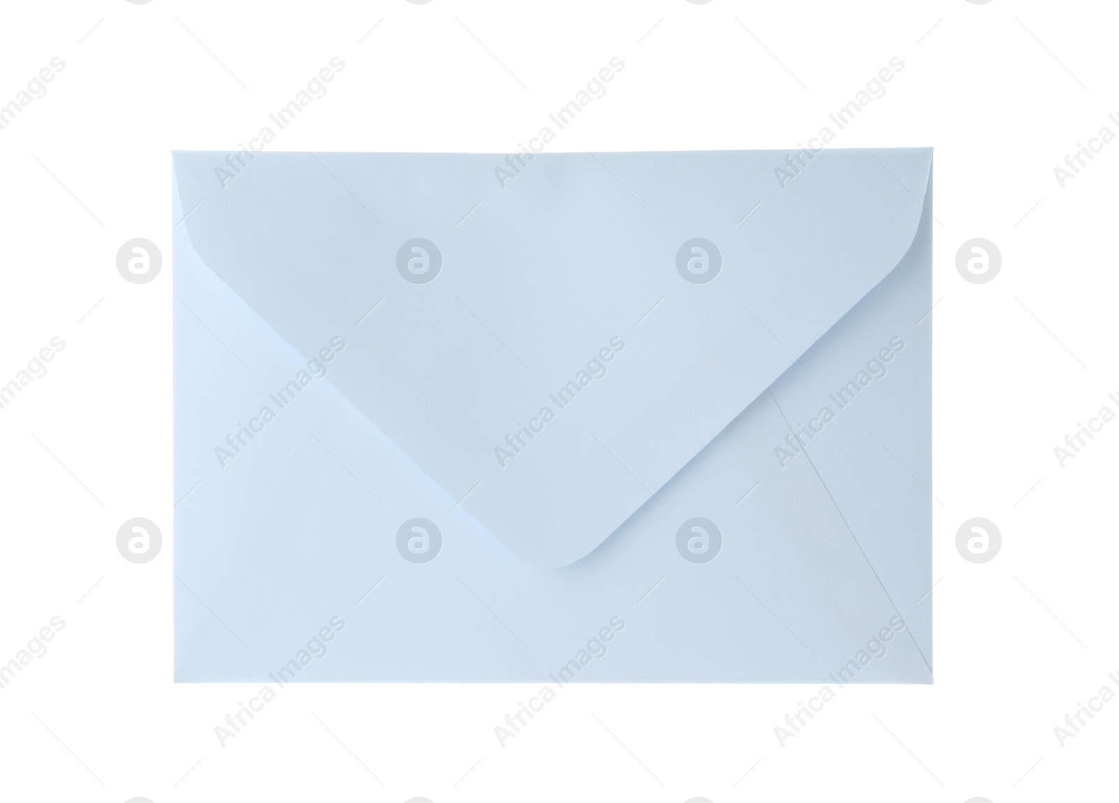 Photo of Light blue paper envelope isolated on white. Mail service