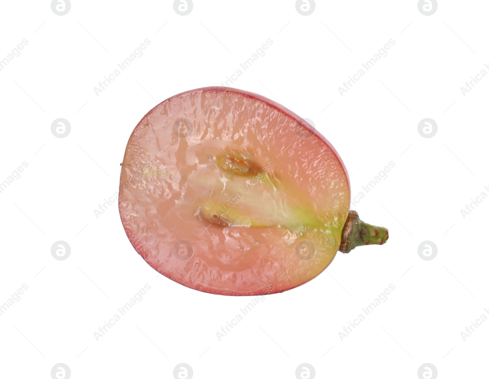 Photo of Half of ripe red grape isolated on white