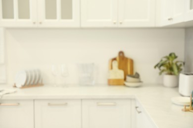 Blurred view of modern kitchen. Interior design