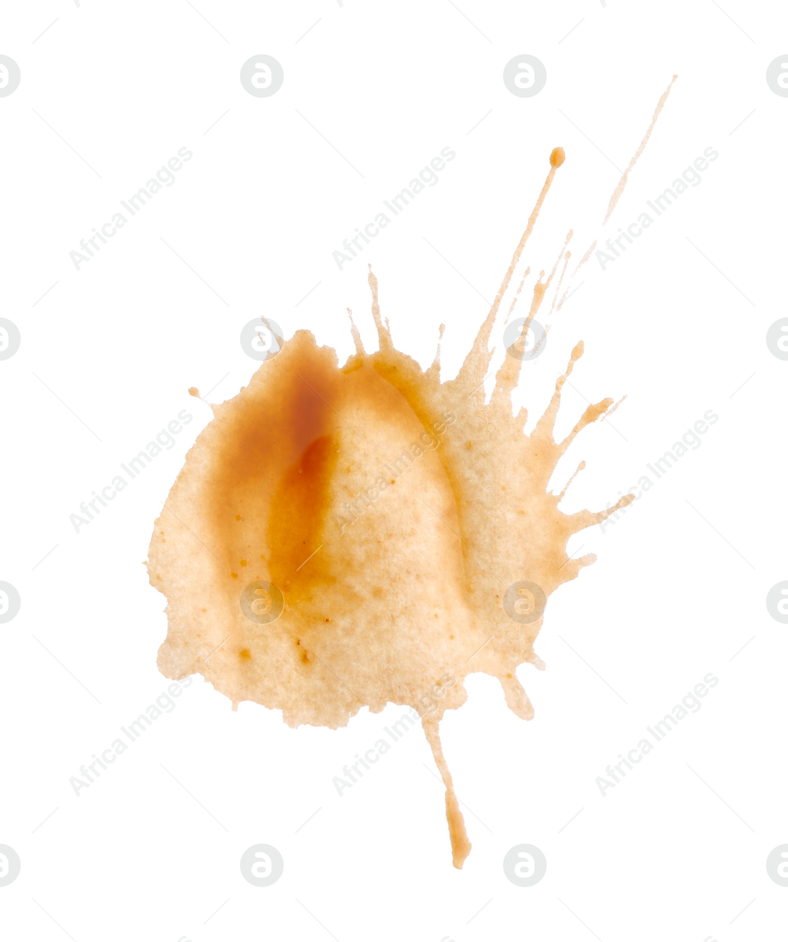 Photo of Dried coffee stain isolated on white, top view