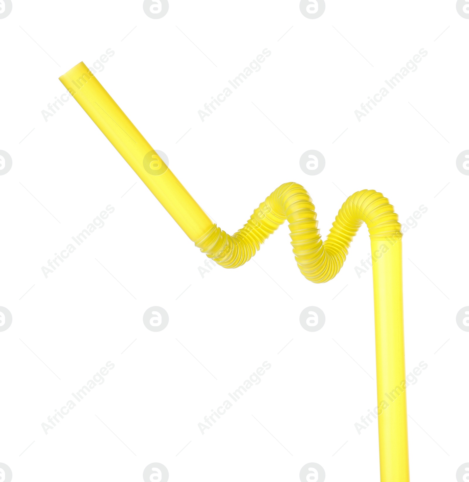 Photo of Yellow plastic cocktail straw isolated on white