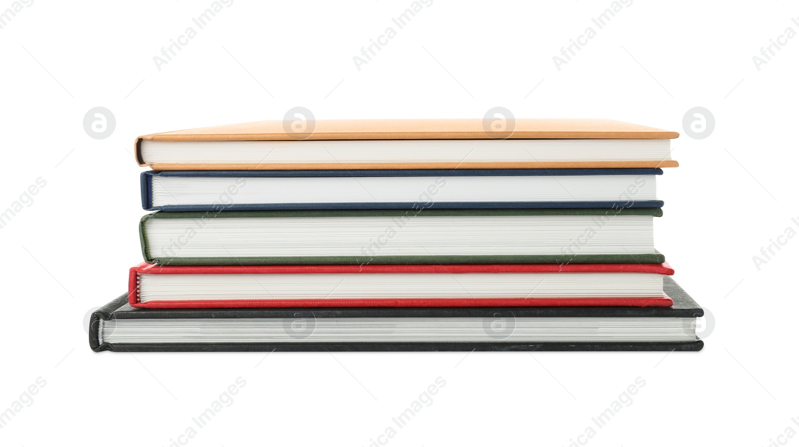 Photo of Stack of hardcover books on white background