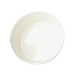 Clean empty ceramic ramekin isolated on white