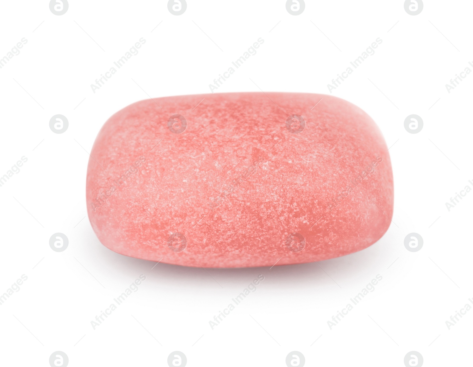 Photo of Tasty pink chewing gum isolated on white