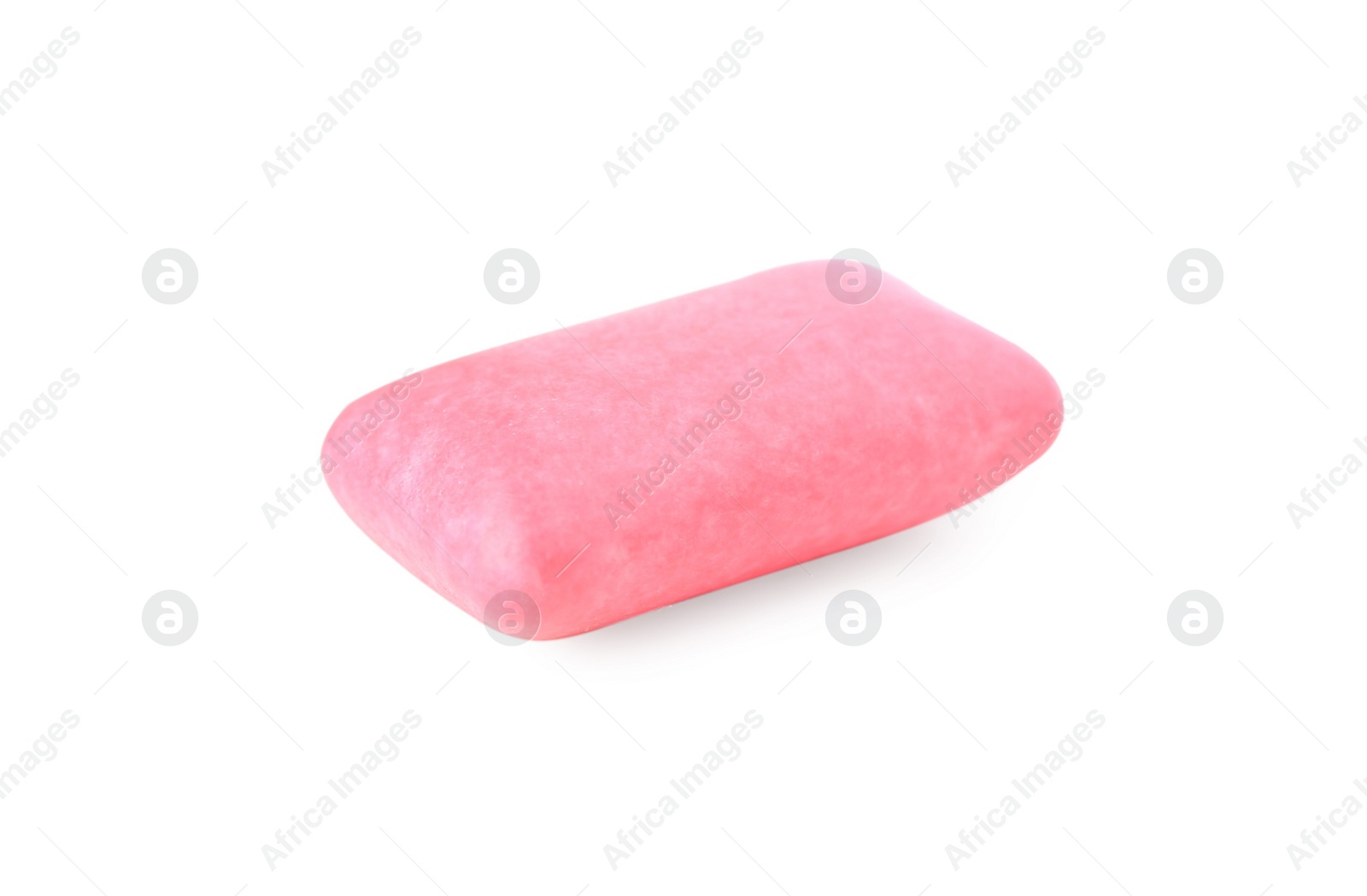 Photo of One tasty pink chewing gum isolated on white