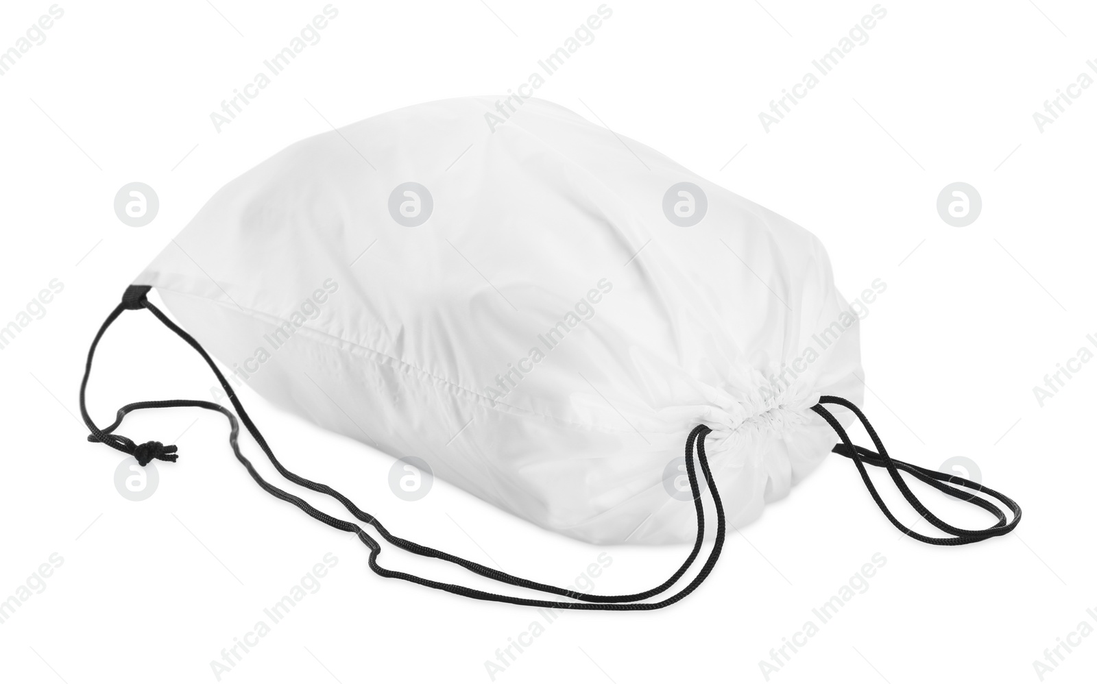 Photo of One beautiful drawstring bag isolated on white