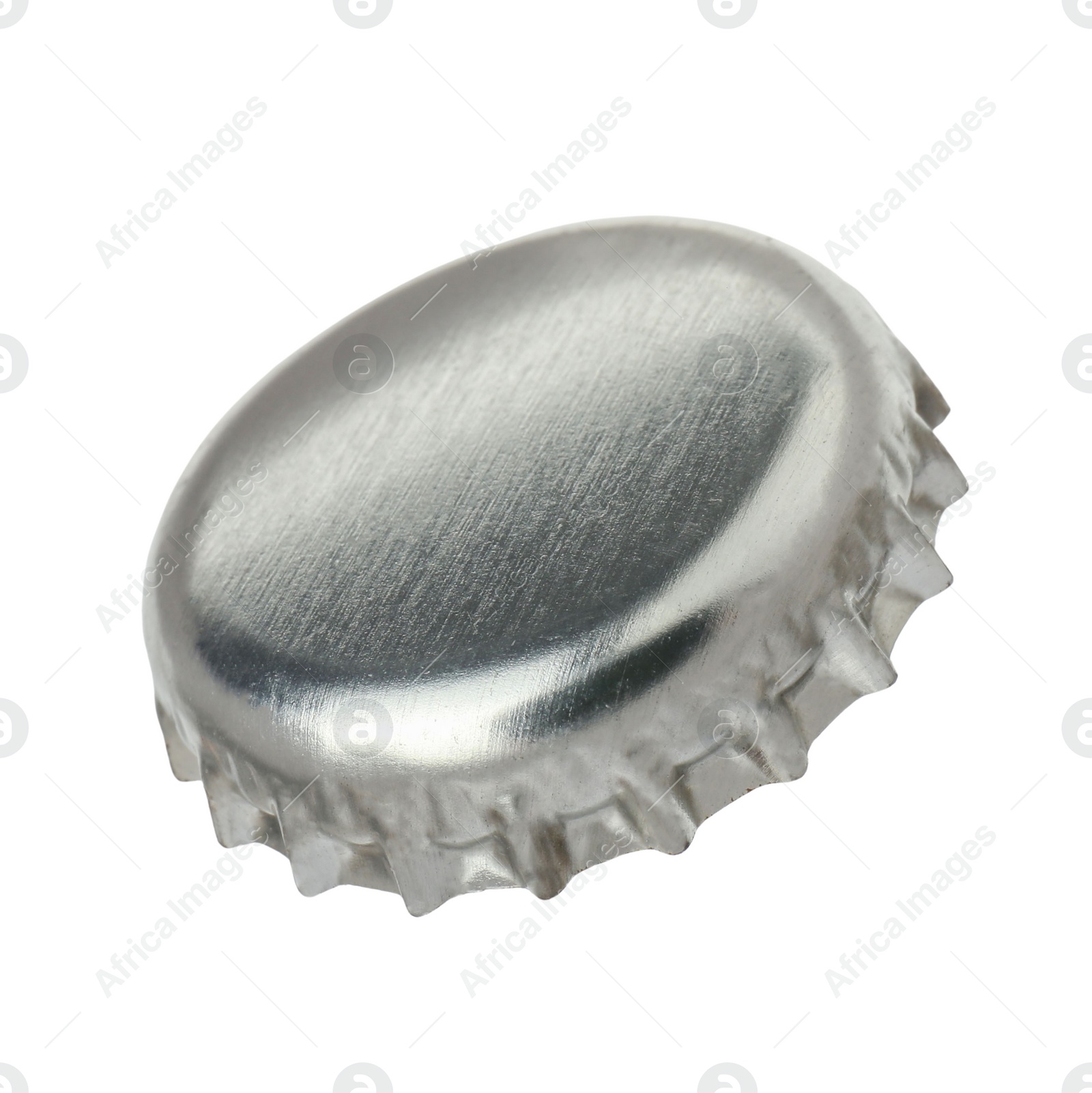 Photo of One silver beer bottle cap isolated on white