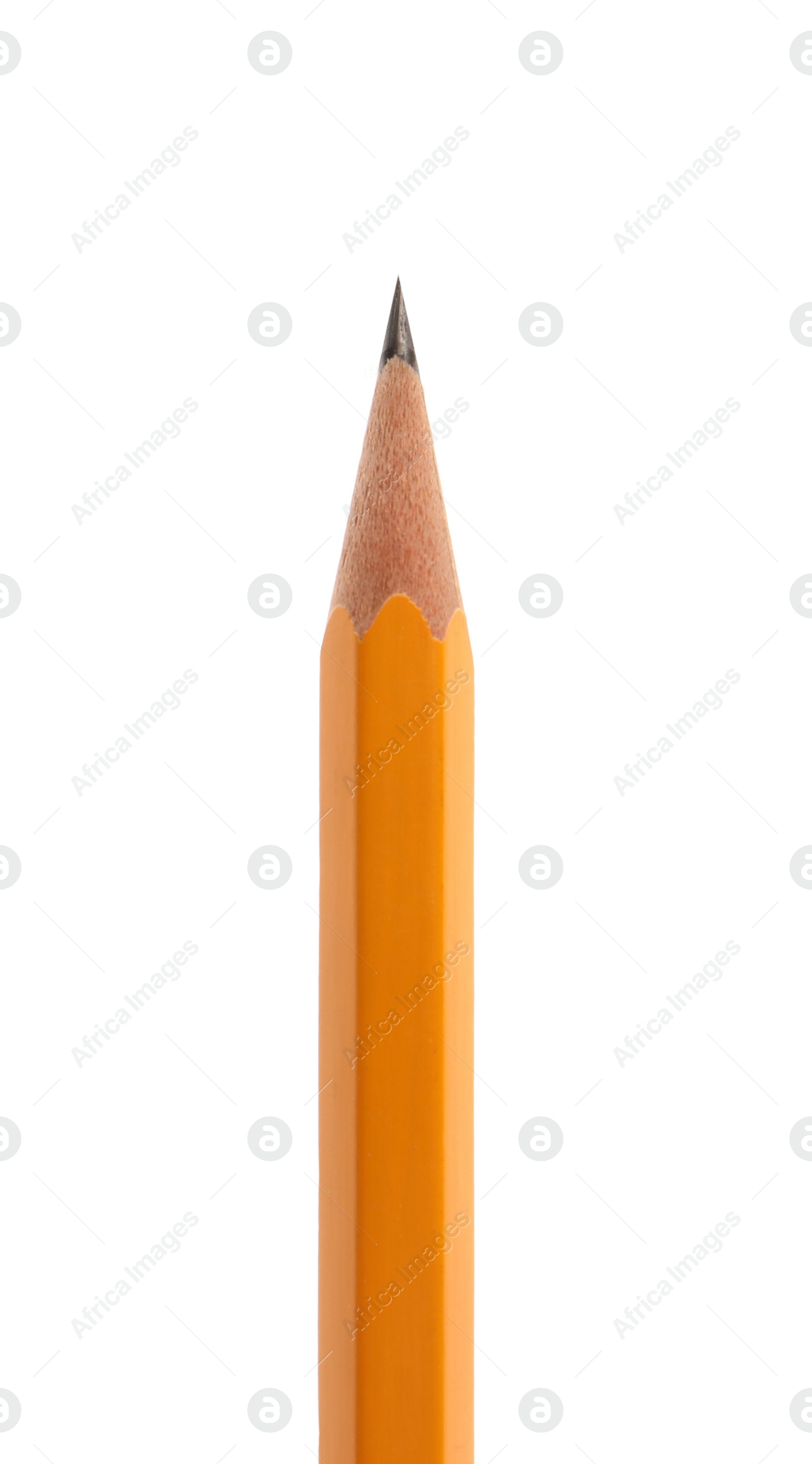 Photo of Graphite pencil isolated on white, closeup. School stationery