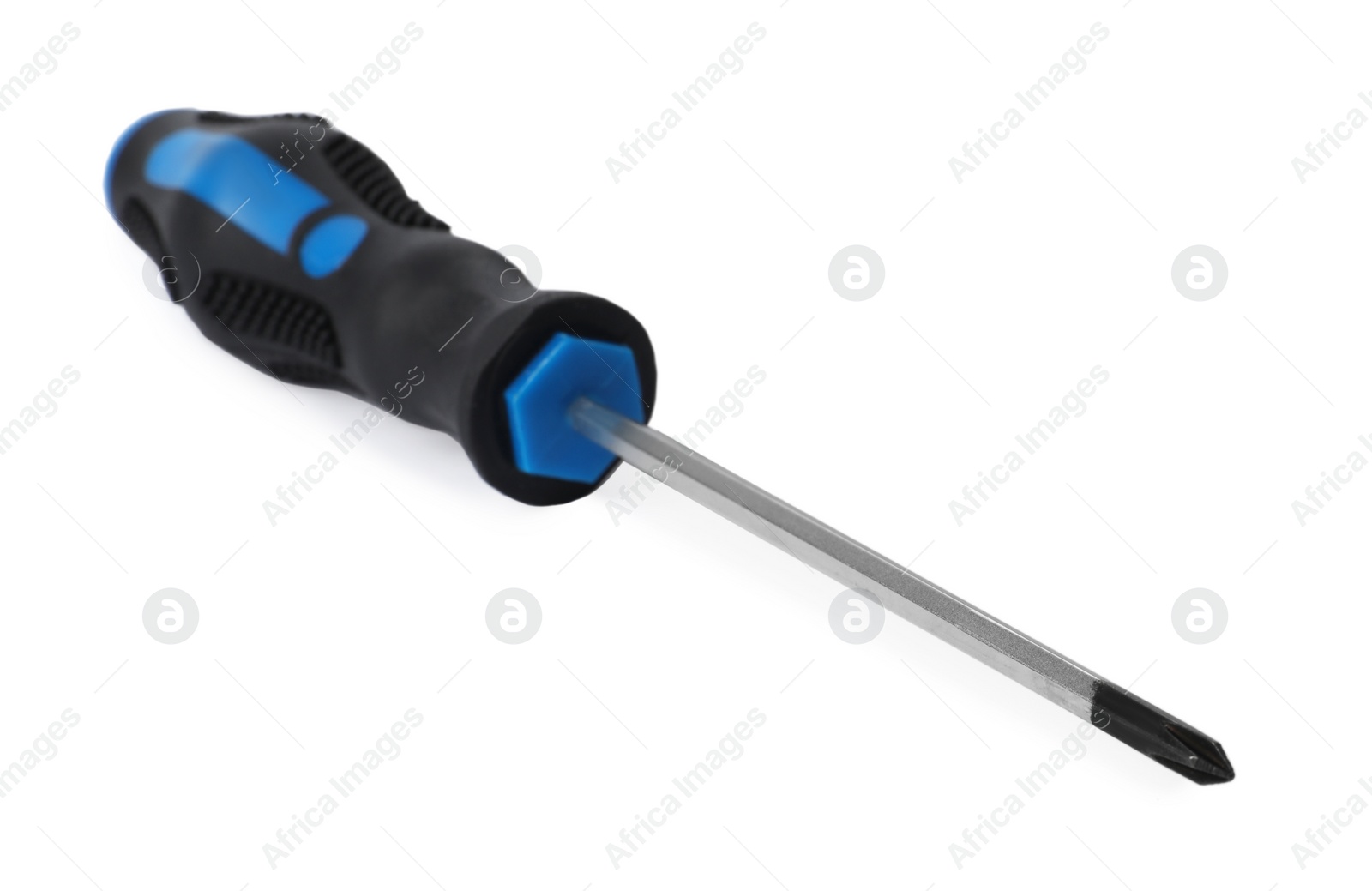 Photo of One screwdriver with color handle isolated on white