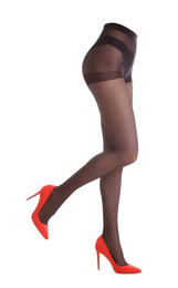 Female elegant black tights isolated on white