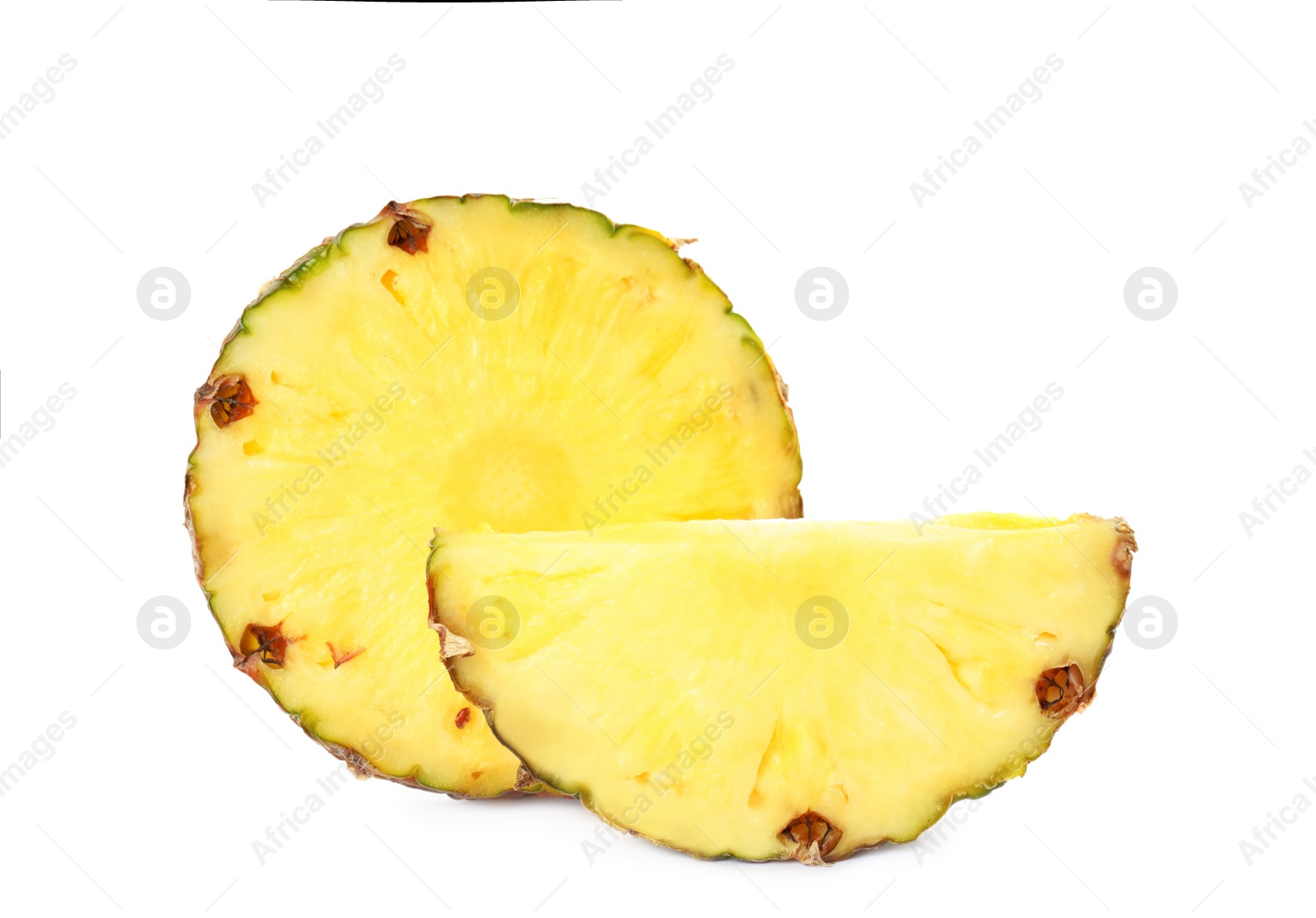 Photo of Slices of fresh pineapple isolated on white