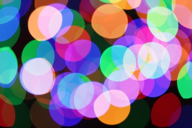 Photo of Beautiful colorful lights as background. Bokeh effect