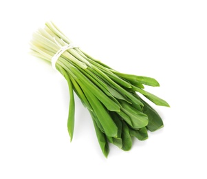 Bunch of wild garlic or ramson isolated on white