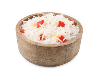 Photo of Delicious rice with vegetables isolated on white