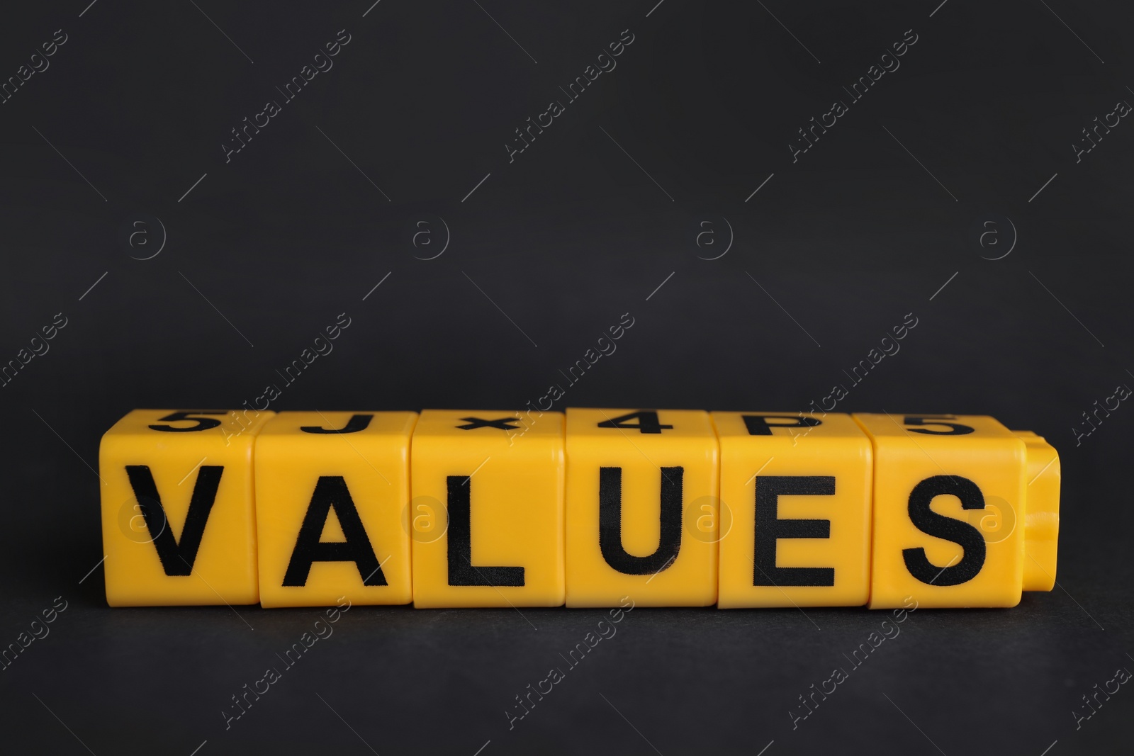 Photo of Blocks with word VALUES on black background