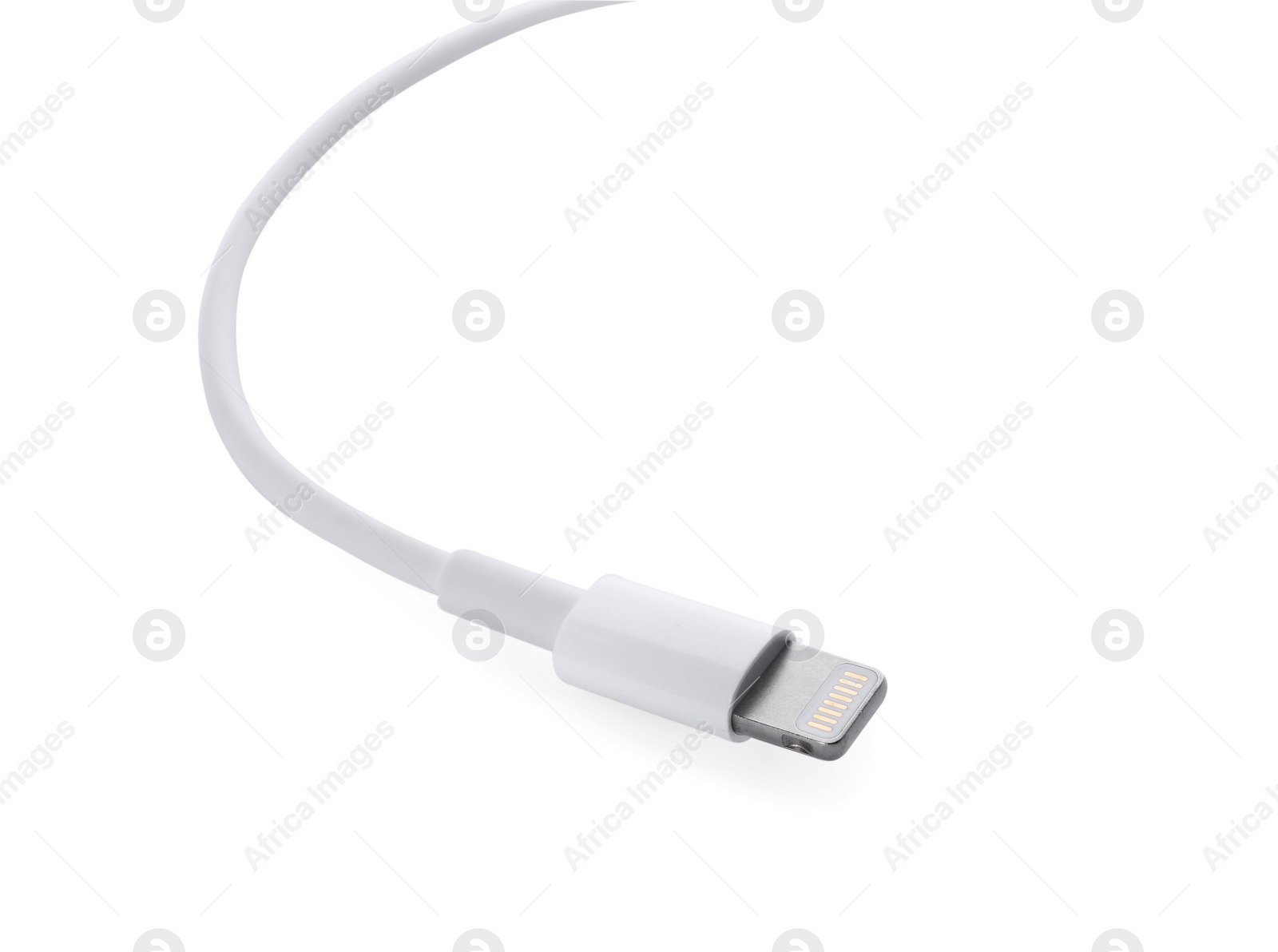 Photo of USB lightning cable isolated on white. Modern technology