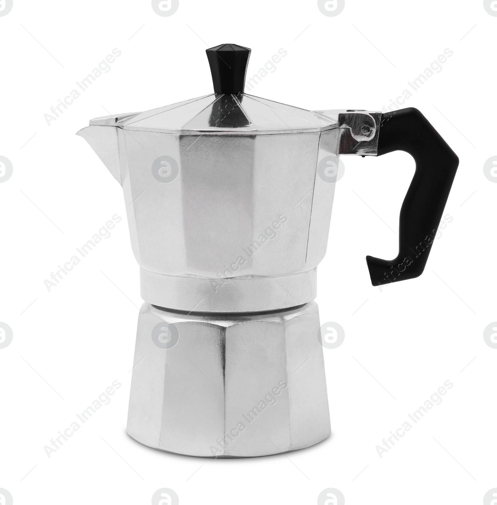 Photo of Moka pot isolated on white. Coffee maker