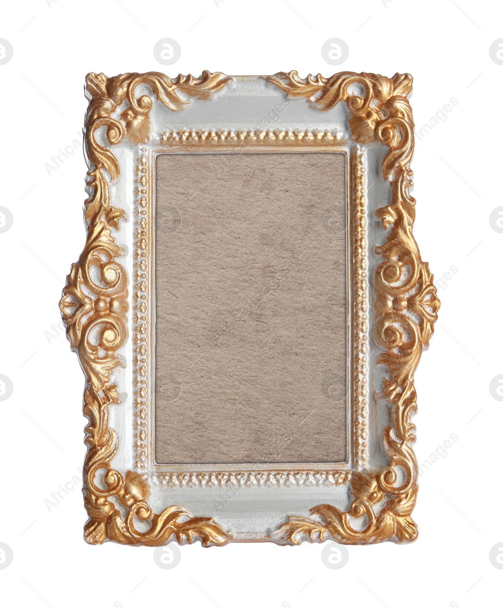 Image of Beautiful empty vintage frame isolated on white