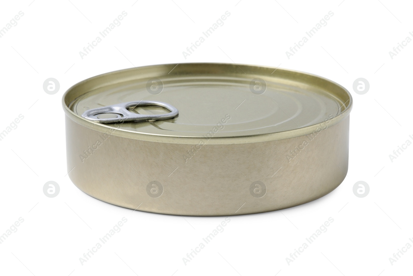 Photo of One closed tin can isolated on white