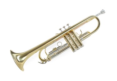 Photo of Trumpet isolated on white. Wind musical instrument