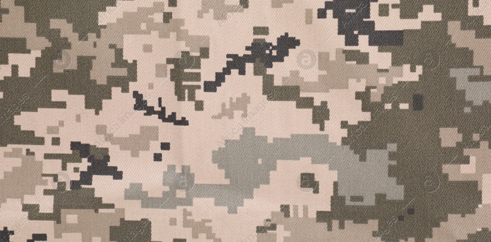 Photo of Texture of camouflage fabric as background, top view