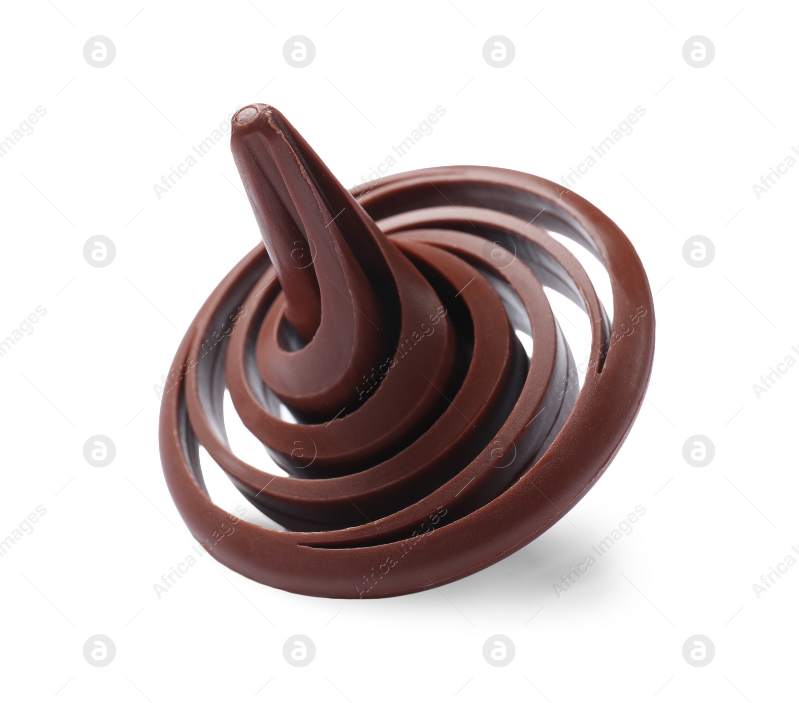 Photo of One brown spinning top on white background