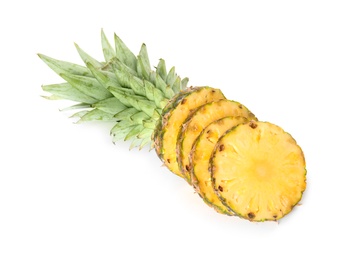 Photo of Slices of fresh pineapple isolated on white