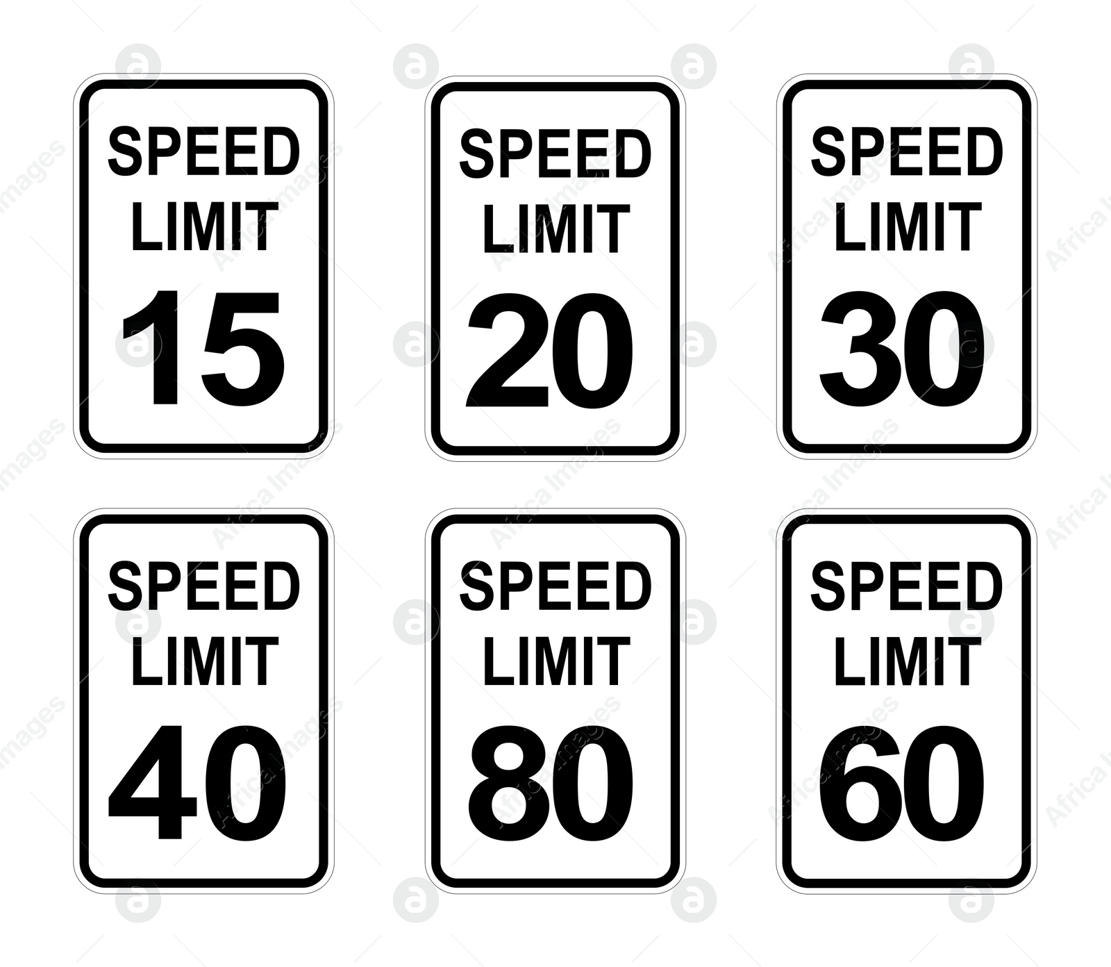 Illustration of Set with different road signs on white background