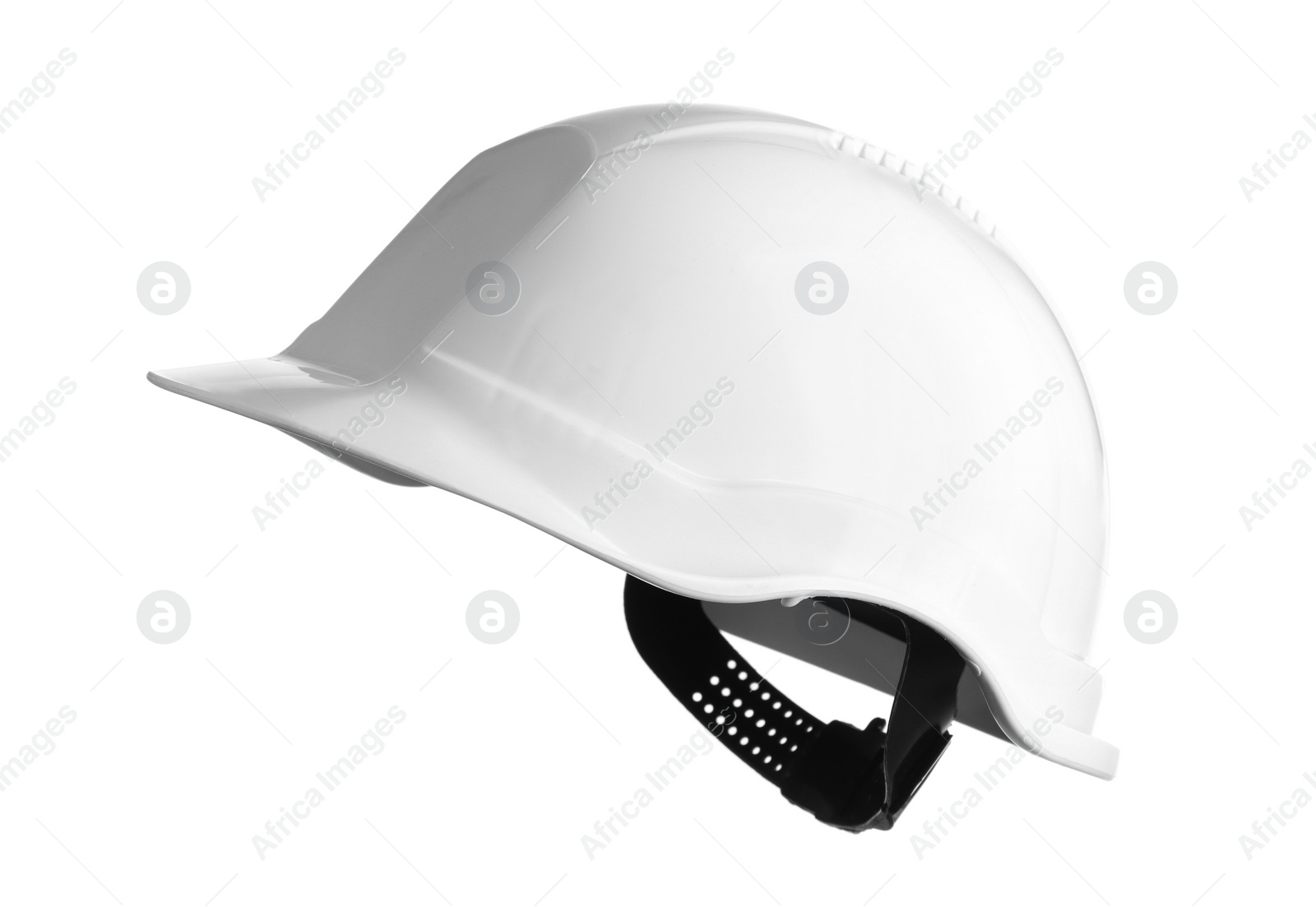Photo of Protective hard hat isolated on white. Safety equipment