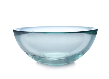 Photo of Glass bowl on white background. Washing dishes