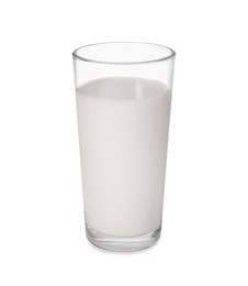 Photo of Glass of tasty milk isolated on white