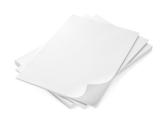 Stack of paper sheets on white background