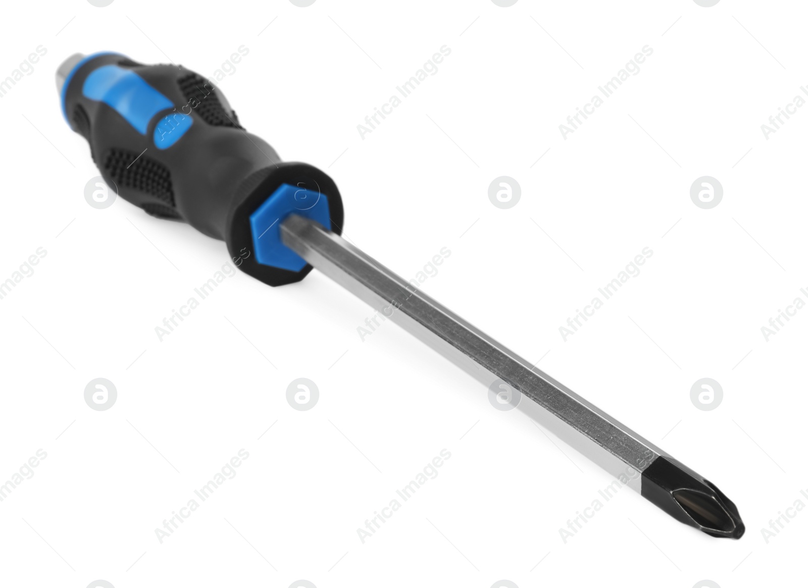 Photo of One screwdriver with color handle isolated on white