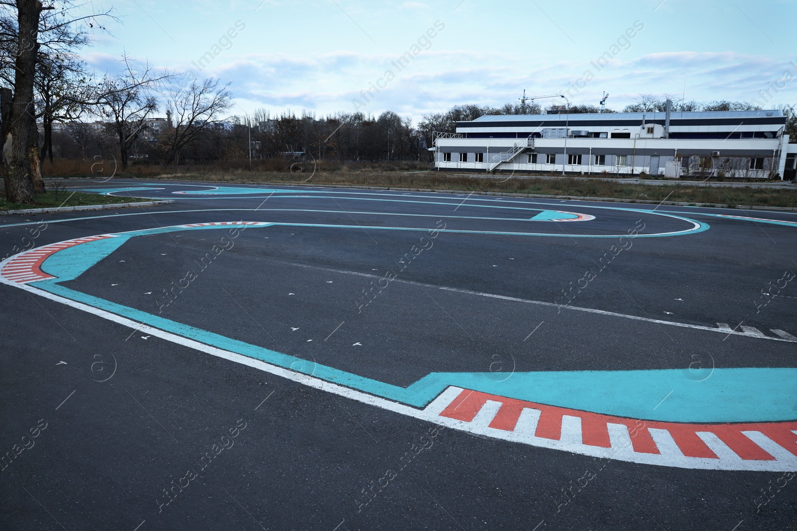 Photo of Driving school test track with marking lines for practice