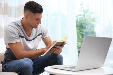 Photo of Teacher giving online lesson during quarantine. Studying at home