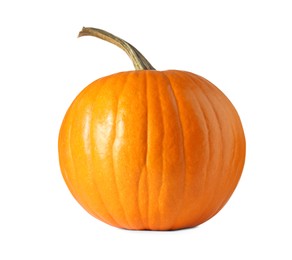 Photo of One fresh orange pumpkin isolated on white