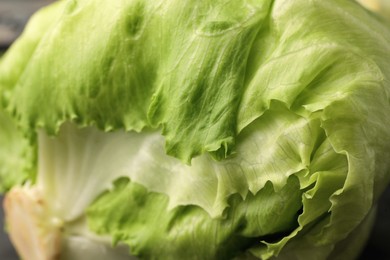 Photo of Fresh green iceberg lettuce head, closeup view