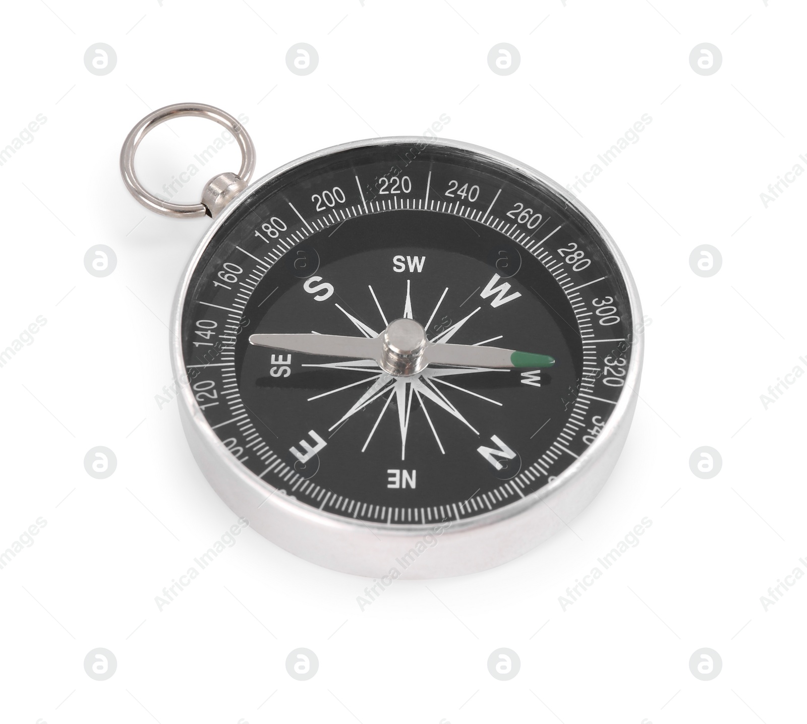 Photo of One compass isolated on white. Tourist equipment