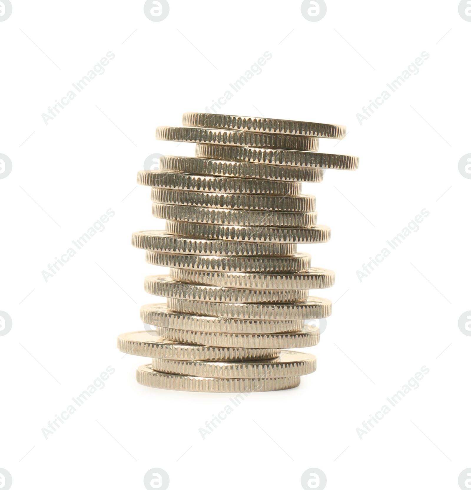 Photo of Stack of coins on white background. Investment concept