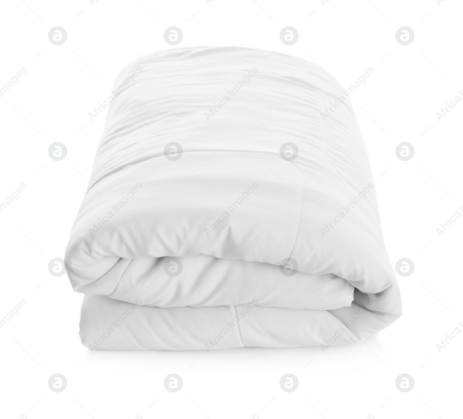 Photo of Folded clean blanket isolated on white. Household textile